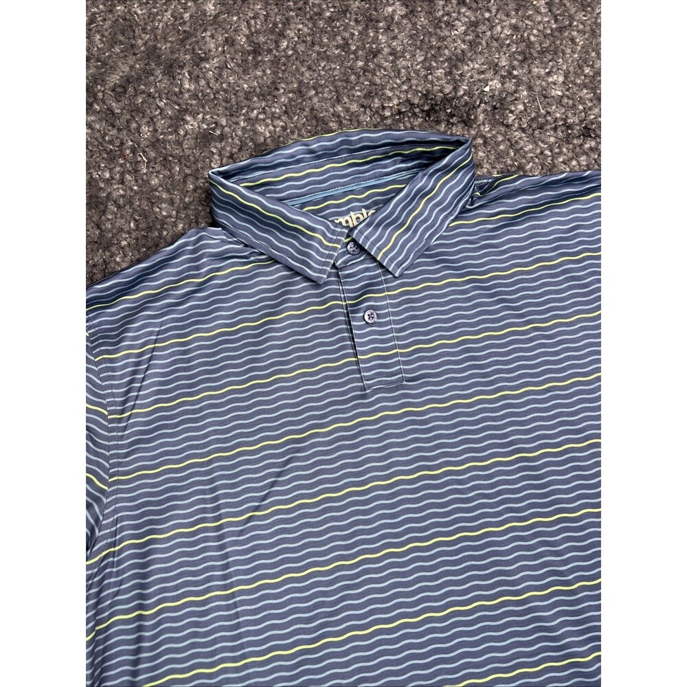 Amble Polo Button Up Shirt Mens S  Striped Performance Golf UV 30+ UPF NWT